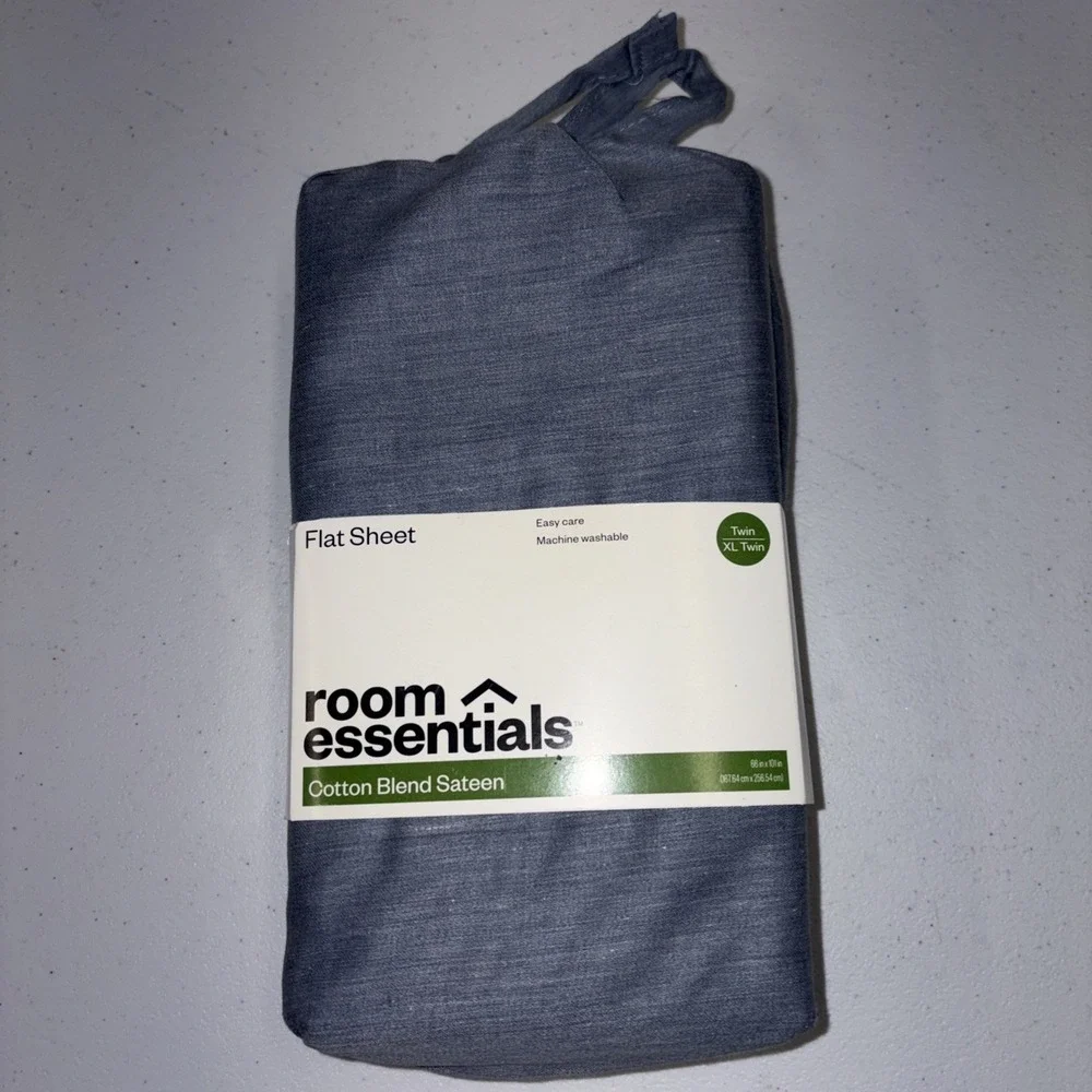 Room Essentials Easy Care Cotton Blend Sateen Flat Sheet Twin (XL) NWT 20350